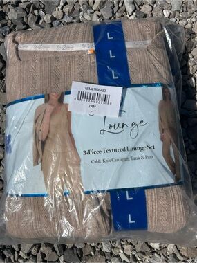 Live 2 Lounge set 3-Piece Textured Knit Set - Tan